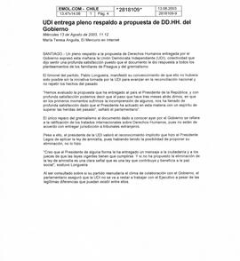 UDI entrega pleno respaldo a propuesta de DDHH del Gobierno