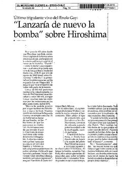 "Lanzaría de nuevo la bomba" sobre Hiroshima