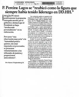 P. Pereira: Lagos se "reubicó como figura que siempre había tenido liderazgo en DDHH