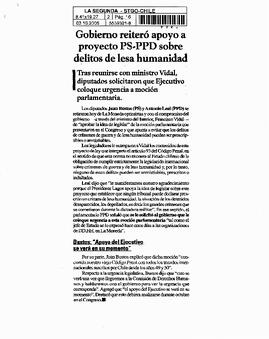 Gobierno reiteró apoyo a proyecto PS-PPD sobre delitos de lesa humanidad.