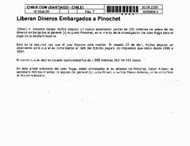 Liberan dineros embargados a Pinochet.