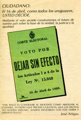 CIUDADANO: El 16 de abril, como todos los uruguayos, USTED DECIDE.