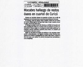 Macabro hallazgo de restos óseos en cuartel de Curicó.