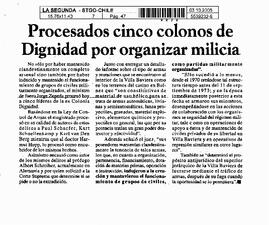 Procesados cinco colonos de Dignidad por organizar milicia.