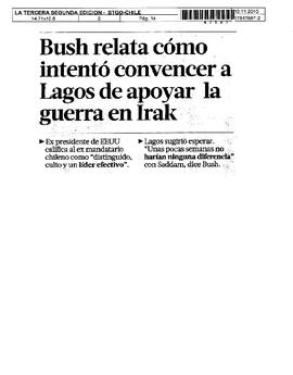 Bush relata cómo intentó convencer a Lagos de apoyar la guerra en Irak.