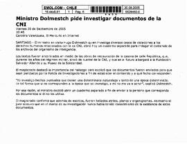 Ministro Dolmestch pide investigar documentos de la CNI.