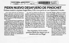 Piden nuevo desafuero de Pinochet.
