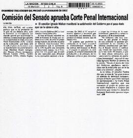 Comisión del Senado aprueba Corte Penal Internacional.